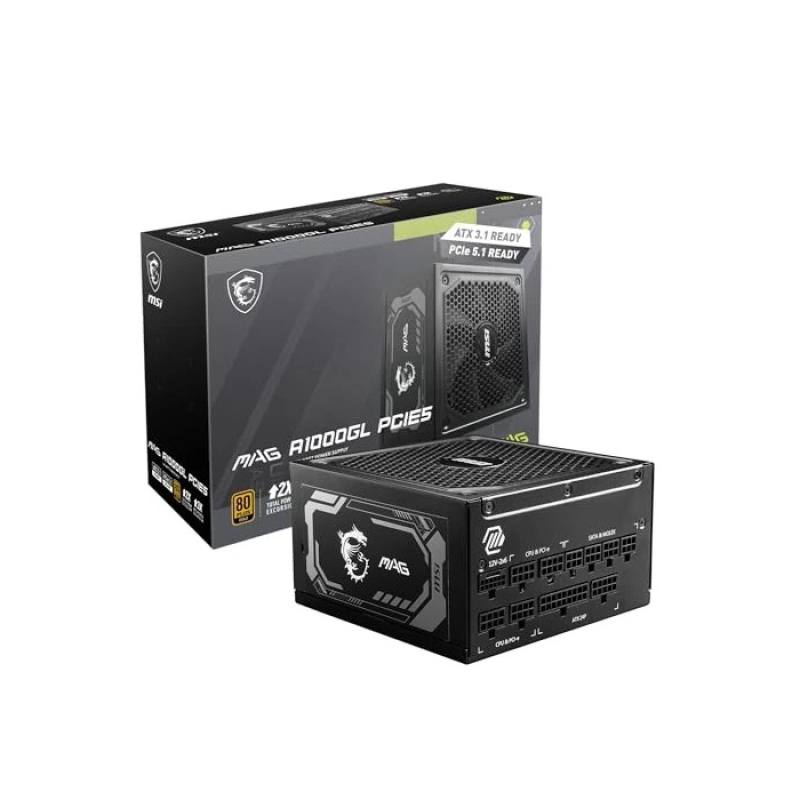 Fuente de Poder MSI MAG A1000GL 1000W, Full Modular, 80 Plus GOLD, ATX 3.1 y PCIE 5.1