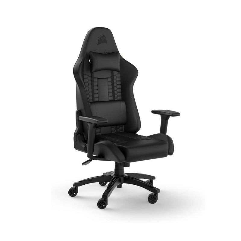 Silla Gaming Corsair TC100 RELAXED, incluye almohadilla de cuello y espalda, Reposabrazos abatibles 2D, color Negro, soporta 264 lbs Max.