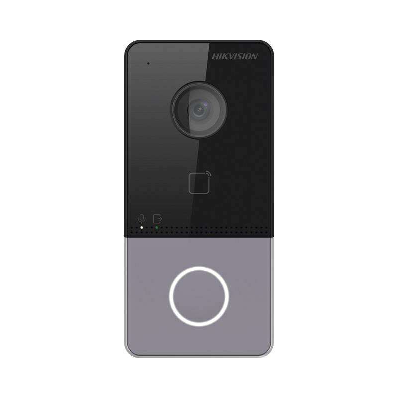 Intercom IP Hikvision DS-KV6113, cámara 2MP, Lector de tarjetas Mifare, IP65, 12V DC, Compatible con APP