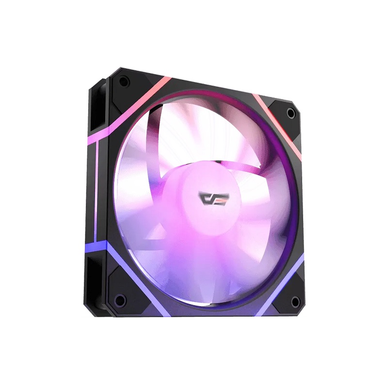 Abanico DarkFlash DM12R Pro, 120mm, ARGB LED, 4 Pin PWM, 5V 3Pin A-RGB, Negro (Aspa invertida)