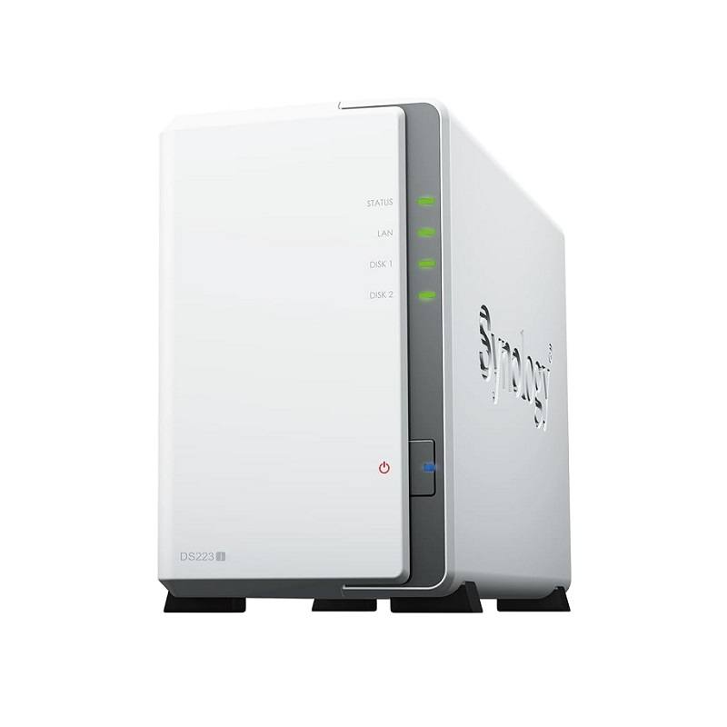 NAS Synology DS223j, Para 2 Discos, Realtek RTD1619B de 4 Núcleos a 1.7GHz, 1GB RAM DDR4, 2x USB 3.0, 1x RJ45