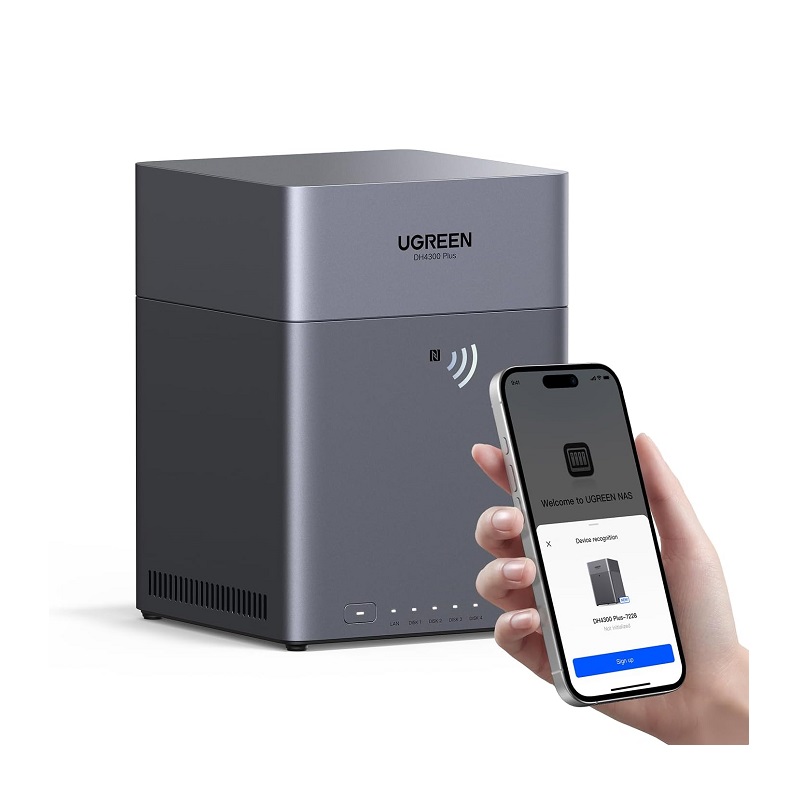 NAS UGREEN DH4300 Plus NASync, para 4 Discos, CPU de 8 Núcleos, 8GB RAM, Conexión NFC One-Touch, 2.5GbE LAN, 4K HDMI