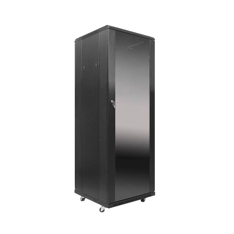 Gabinete de Piso T-VISION 32U, 600mm x 800mm, 4x Fan, 1x Bandeja, puerta frontal de vidrio, Negro