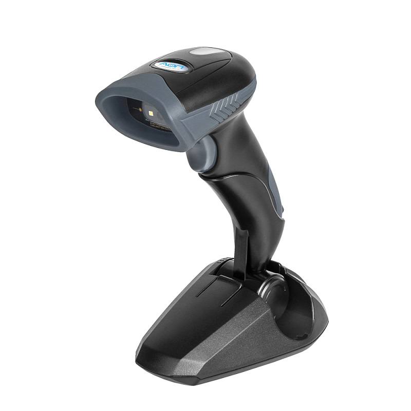 Lector de codigo de barra y QR AON, HS-200 2D, conexión USB 2.0, con base, Negro
