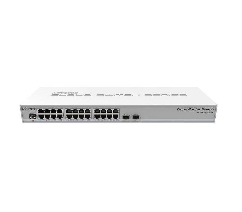 Switch GIGABIT MIKROTIK CRS326 de 24 Puertos 10/100/1000M Ethernet y 2 Puertos SFP+, Funcionalidad RouterOS o SwOS, rack