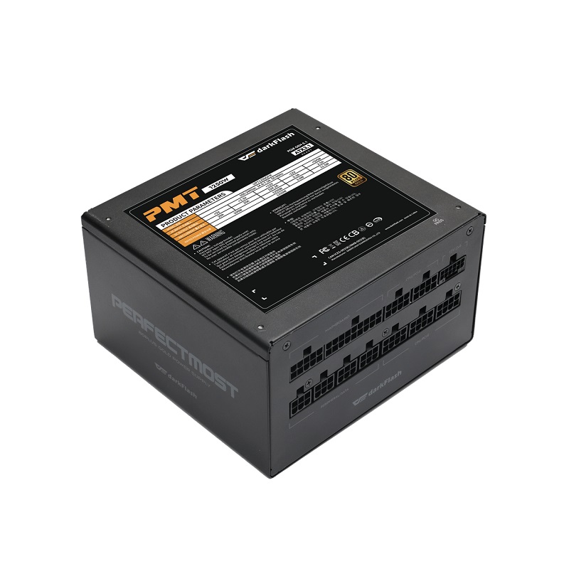 Fuente de poder DarkFlash PMT1250, 1250W, 80+ Gold, ATX 3.1 y PCIe 5.1, Full Modular, Negro