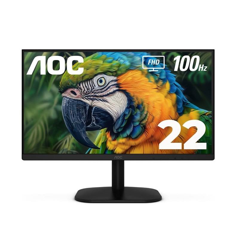 Monitor AOC 22B2HM2, de 22" FHD VA, 100Hz, Puertos VGA y HDMI, Negro