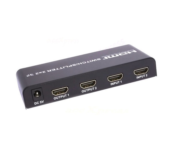 Switch/Splitter HDMI de 2 puertos, HDMI 1.4A, 3D, Hasta 1080p.