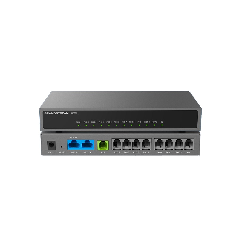 ATAs para centrales IP GRANDSTREAM HT881, Soporta 3 cuentas SIP, Conferencia voz de 3 vías, 8 puertos FXO RJ-11