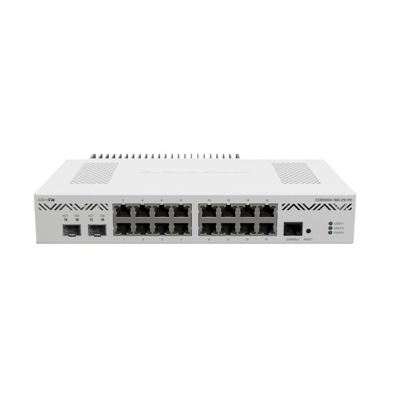 Router MIKROTIK CCR2004-16G-2S+PC, CPU AL32400 1200MHz, 4GB RAM, 16x Gigabit Ethernet, 2 Puertos SFP+