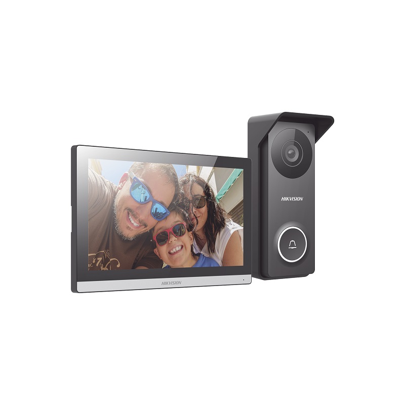 Intercom híbrido Analógico WiFi Hikvision KIS313-P, con Pantalla táctil de 7" a color, Micrófono y Bocina, IP65