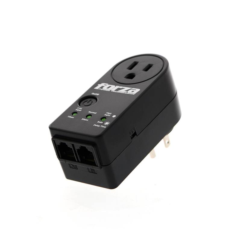 Regulador De Voltaje FORZA, 110V/50Hz Y Red RJ45, Con Switch On/Off - Negro