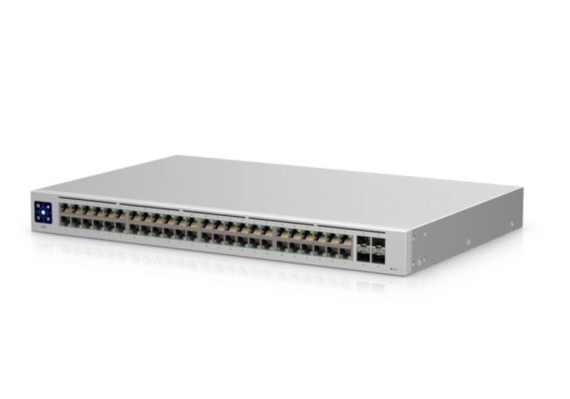 Switch Ubiquiti UniFi, 48 puertos Ethernet RJ45 de 10/100/1000 Mbps y 4 puertos 1G SFP, Full gestionable