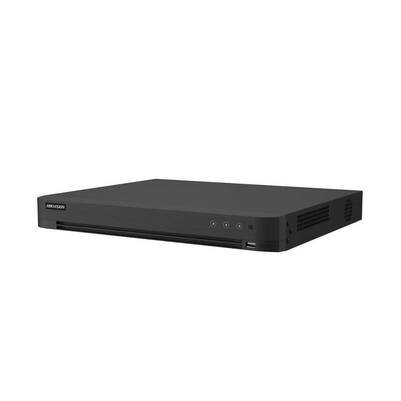 DVR Hikvision AcuSense H.265 Pro+, 16CH, HDTVI, AHD, CVI, CVBS, IP, 5MP / 8MP 4K, HDMI/VGA, Hasta 2x 10TB, 4CH Reco. Facial