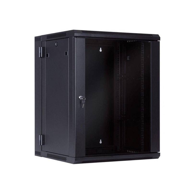 Gabinete de Pared Abatible T-VISION 15U, 600mm x 550mm, 775mm, 1x Fan, puerta de vidrio frontal, Negro