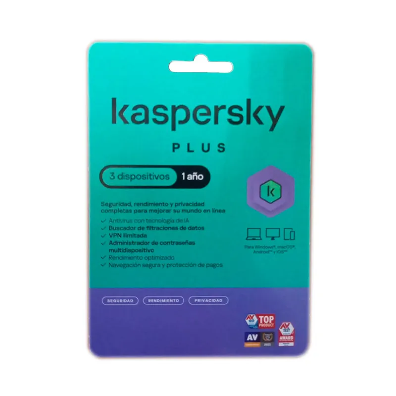 Programa Antivirus KASPERSKY PLUS para 3 PC, Suscripción de 1 Año