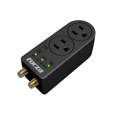 Regulador de Voltaje FORZA FVP-0200C, 2 adaptador de 3 pin, 2 jack coaxial