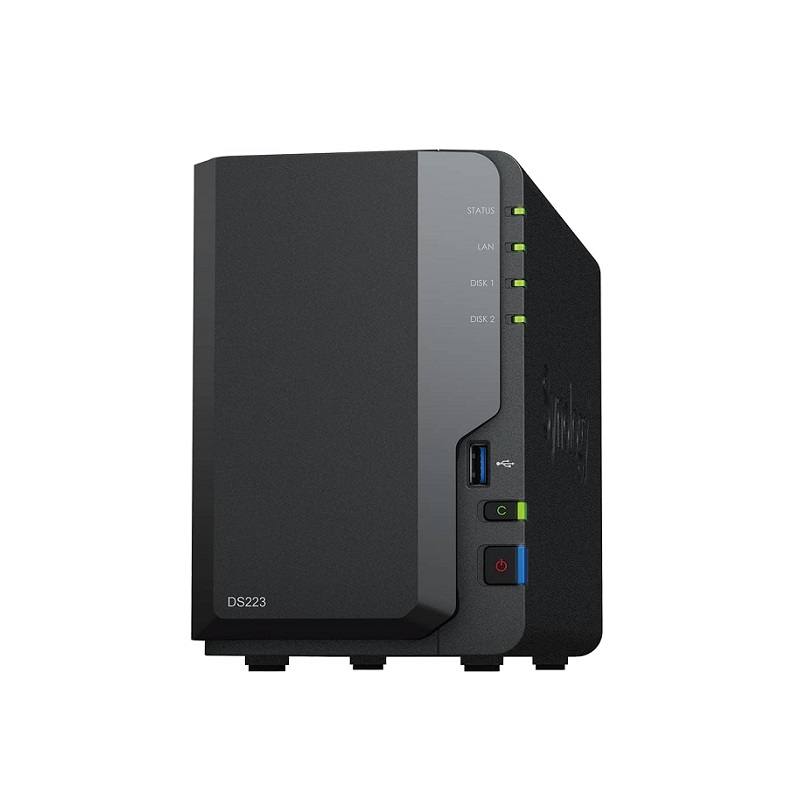 NAS Synology DS223, Para 2 Discos, CPU Realtek RTD1619B de 4 Núcleos, 2GB RAM DDR4, 2x USB 3.0, 1x RJ45