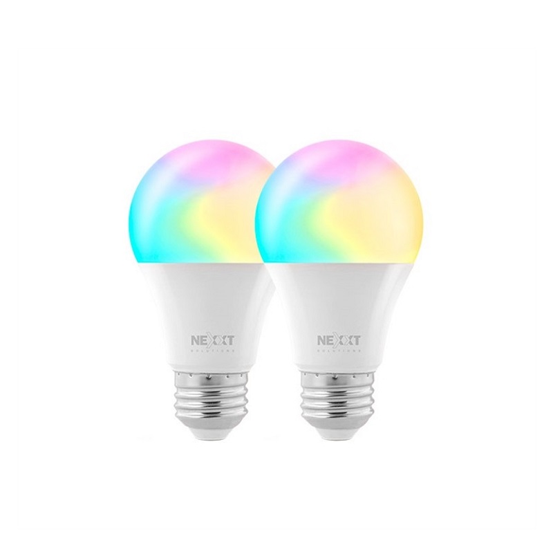 Bombillos Smart Nexxt A19, LED RGB + Blanca, 800 Lúmenes, WiFi 2.4GHz, 9W, 2 Unidades