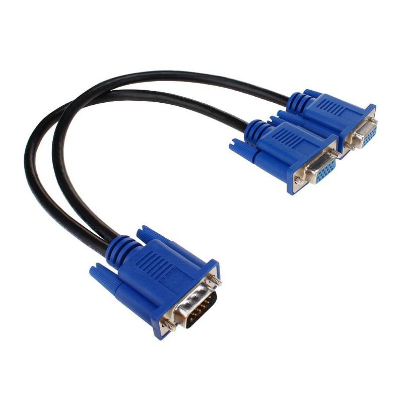 Cable VGA tipo Y Kingmox - Macho a 2 Hembra