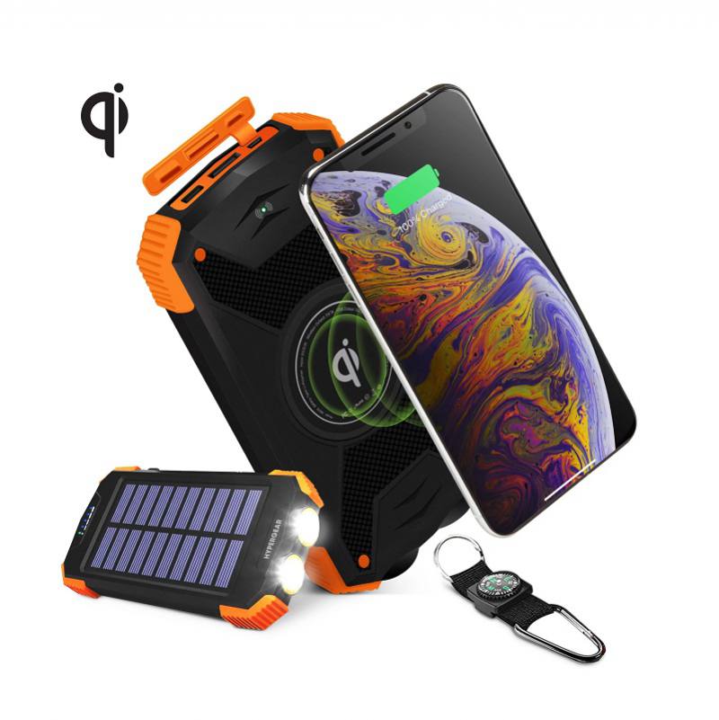 Barra de Batería de Respaldo Solar HyperGear, Inalámbrico 10000mAh, 2.1A, color Negro.