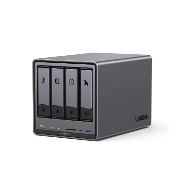 NAS UGREEN NASync DXP4800 Plus, para 4 Discos, Intel Pentium Gold 8505 de 5 Núcleos, 8GB RAM DDR5, HDMI, USB 3.2, 2x M.2, 2x LAN 2.5GbE y 10GbE