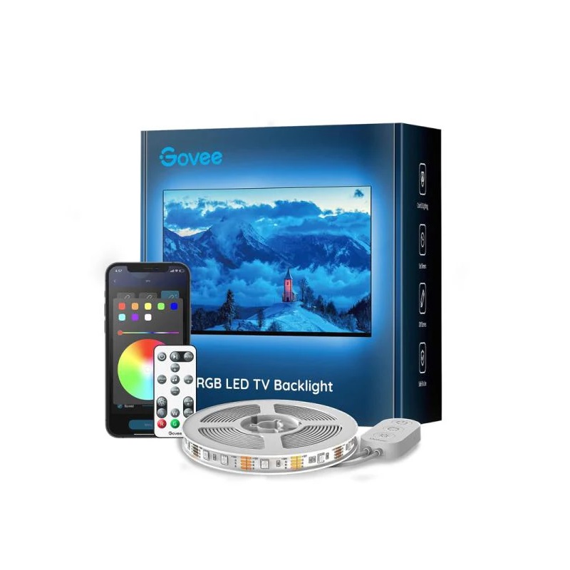 Cinta LED Govee H6179 RGB para TV de 55"-77", conectividad Bluetooth, 3 Metros, compatible con Alexa y Google Assistant