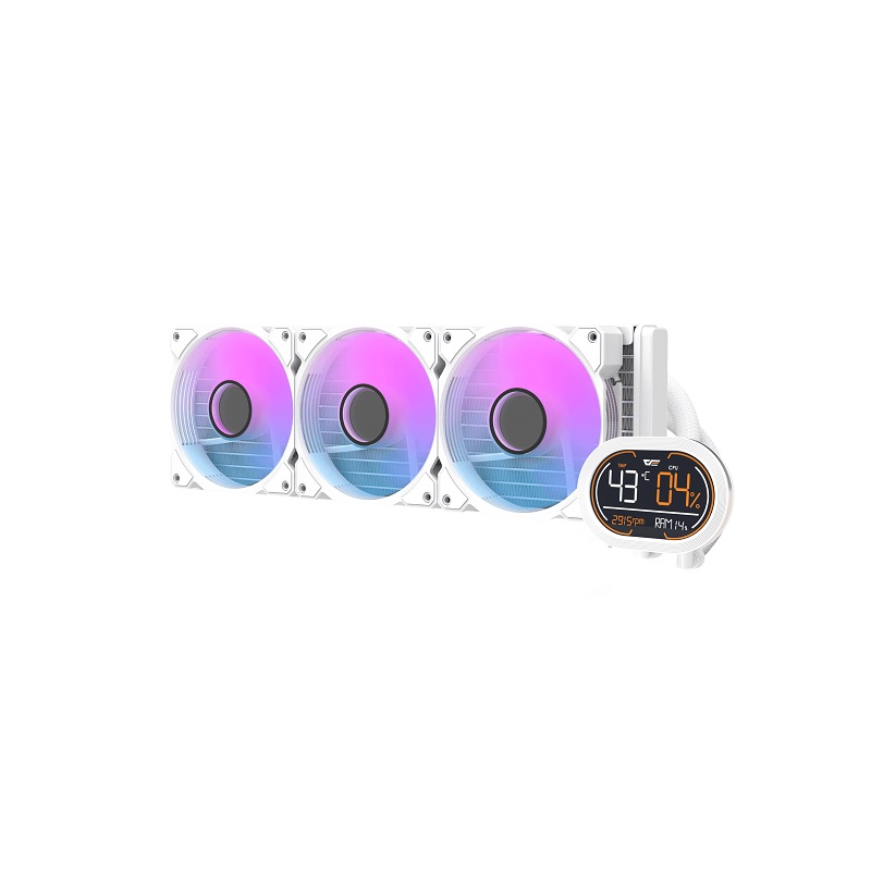 Sistema de Enfriamiento Liquido DarkFlash DH360D, Radiador 360mm, ARGB LED tri Fan, 2000RPM, Blanco
