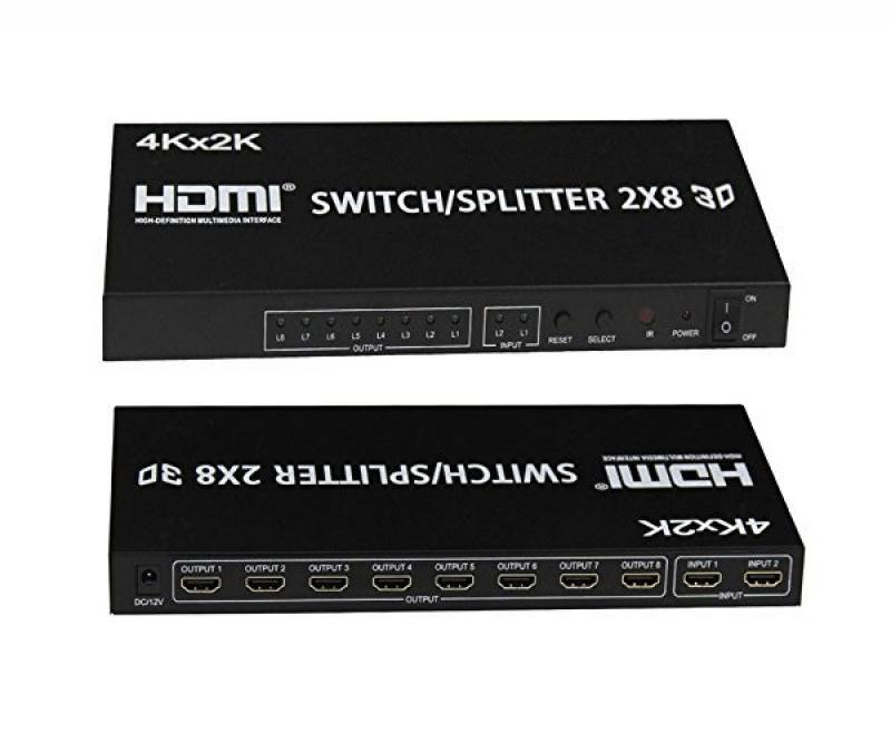 Switch/Splitter HDMI (2x8) de 8 puertos de salida, HDMI 1.4A, Ultra HD , 3D, 4Kx2K