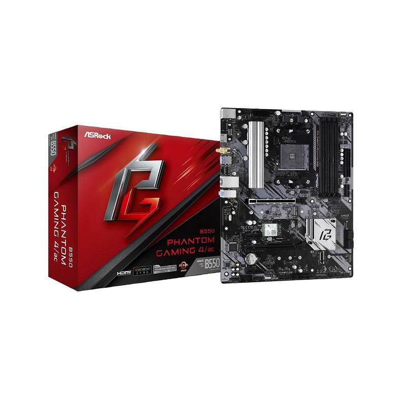 Tarjeta Madre ASROCK B550 Phantom Gaming 4/AC, AM4, DDR4 4533+(OC), M.2, SATA 6Gb/s, HDMI, ATX, RGB