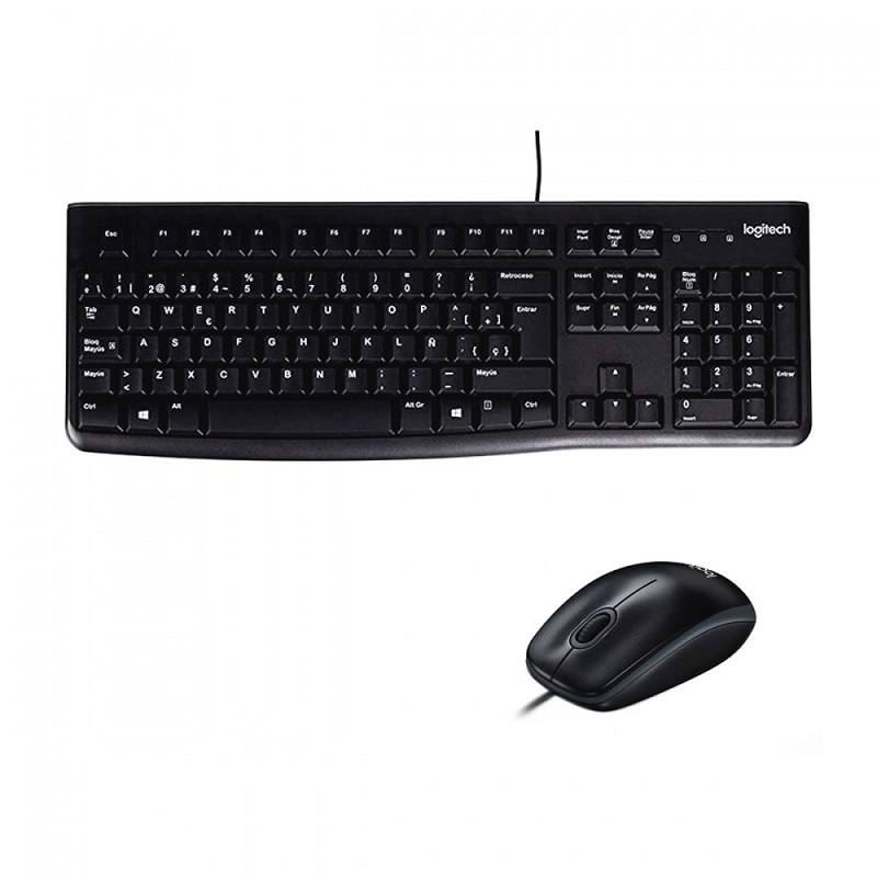 Combo Teclado y Ratón LOGITECH MK120, conexión USB, Español, Negro