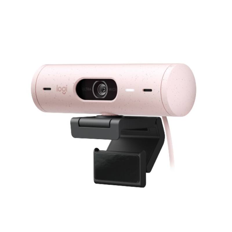 Webcam Logitech BRIO 500, Full HD 4MP, micrófono incorporado, conexión USB-C Plug and Play, Rosado