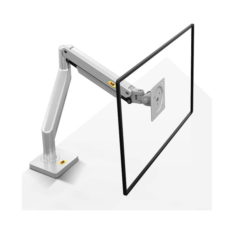 Soporte de mesa North Bayou G40 para Monitores de 22-40", Rotación 360°, Girar 90°, Carga máx 15kg, color plateado