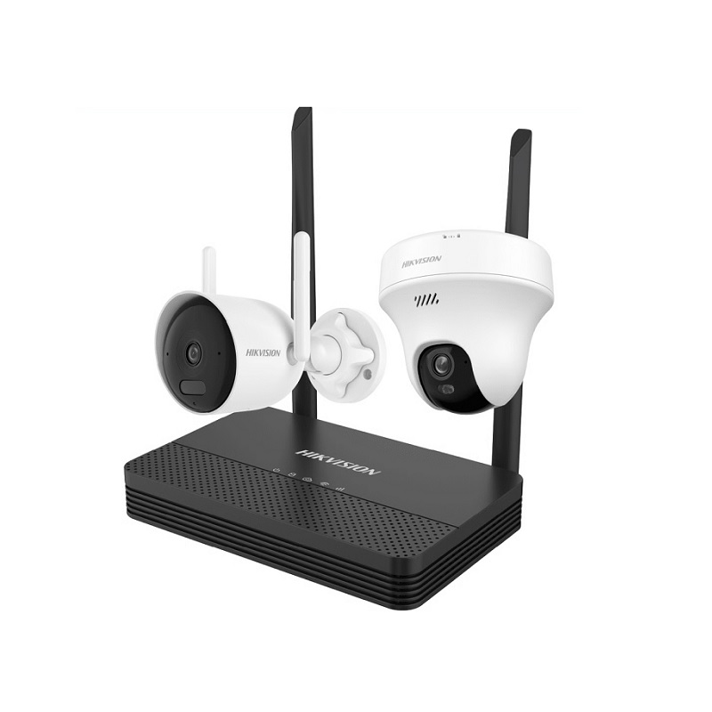 Kit de Cámaras Hikvision 4CH, Incluye 1x Bullet 4MP y 1x Domo 5MP, 1 Grabadora NVS Wi-Fi, soporta MSD Hasta 512GB, Incluye Fuente y Cable RJ45