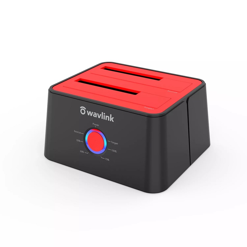 Docking Wavlink WL-ST334U, 2 Bahias, 5Gbps, USB3.0 Para HDD 2.5 / 3.5 SATA & SSD, Rojo