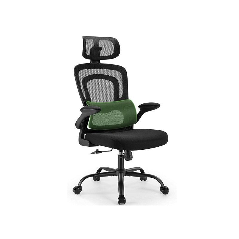 Silla de Oficina ergonómica Marsail MSOC24B, malla transpirable, respaldo ajustable, reposabrazos 2D, negro
