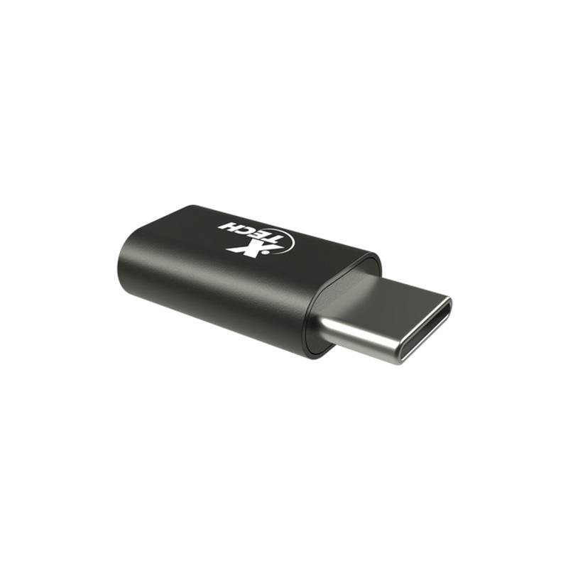 Adaptador Mini OTG Xtech XTC-526, de USB Tipo C macho a Micro USB 2.0 Hembra, Negro