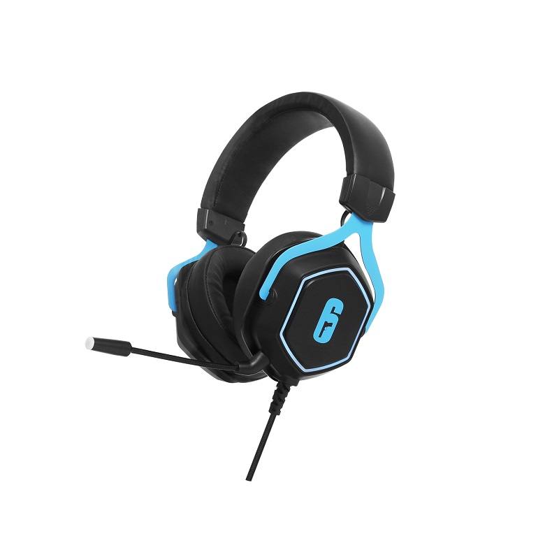 Headset Gaming CheckPoint HX200 Serie Rainbow Six Siege, conexión USB, micrófono desmontable, color Negro / Azul