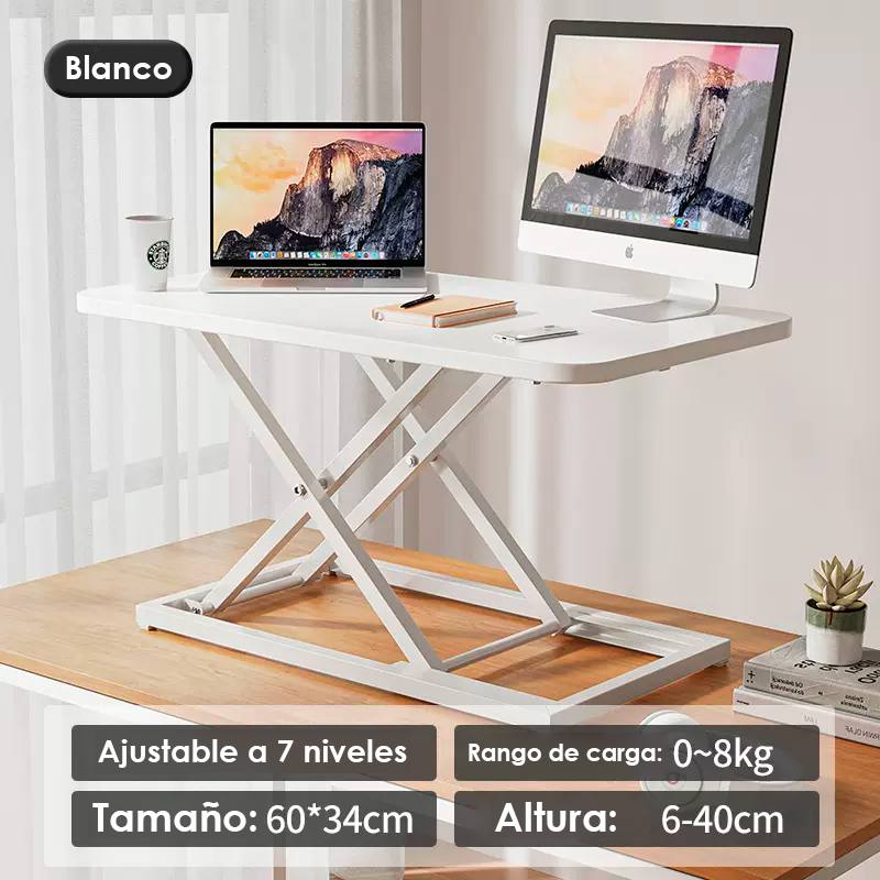 Mesita auxiliar Multifuncional Qinxiang A659, plegable, altura ajustables a 7 niveles, 60x34cm, Color Blanco