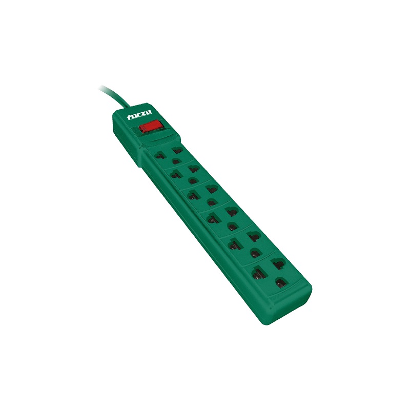 Regleta Forza de 6 salidas, cable de 3 pies, Verde
