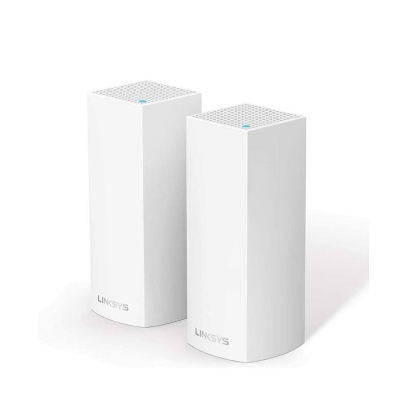 Router Inalambrico LINKSYS Velop WHW0302 AC4400 Triple Banda, 2 puertos Gigabit, 2.4+5 GHz, (paquete de 2 nodos)