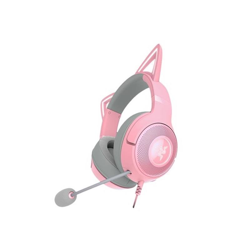 Headset Gaming RAZER Kraken Kitty V2, Chroma RGB, Micrófono integrado, Conexión USB 3.0, color rosado