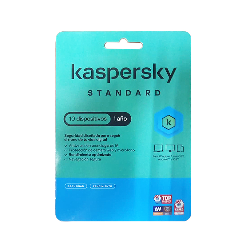 Programa Antivirus KASPERSKY Estandar para 10 Dispositivos, 1 año de suscripción