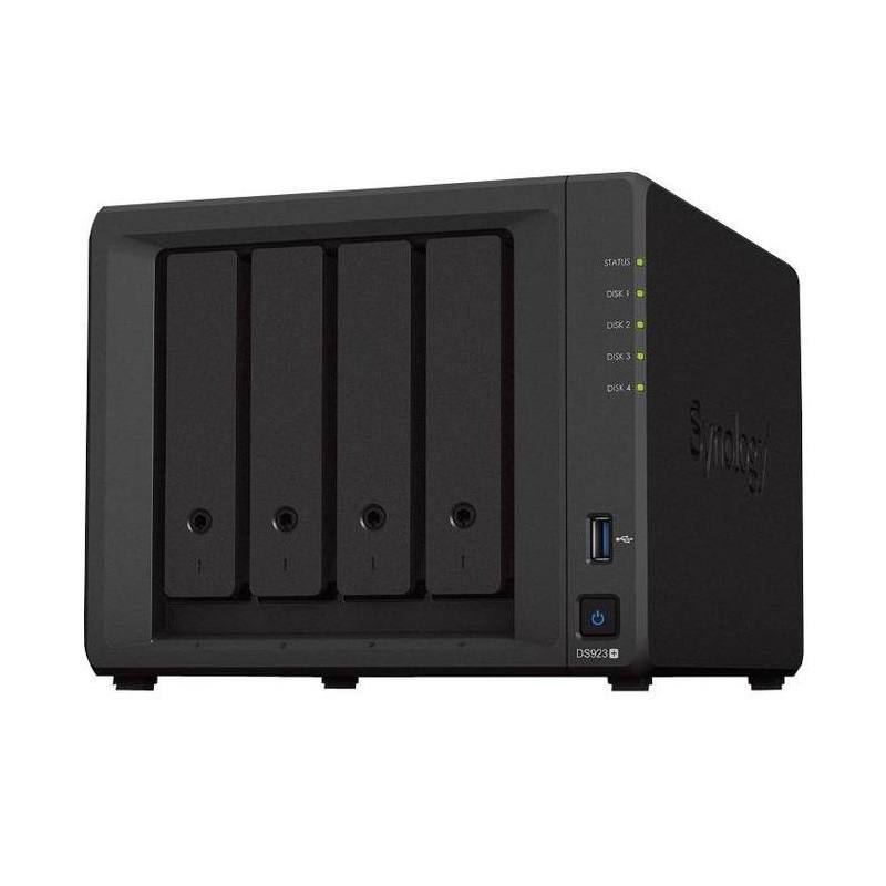 NAS Synology DS923+, para 4 discos, Ryzen R1600 Doble núcleo a 2.6GHz, 4GB RAM DDR4, 2x USB, 2x RJ45