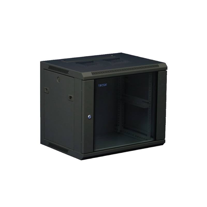 Gabinete de Pared T-VISION 9U, 600mm x 440mm, Puerta frontal de vidrio, Negro