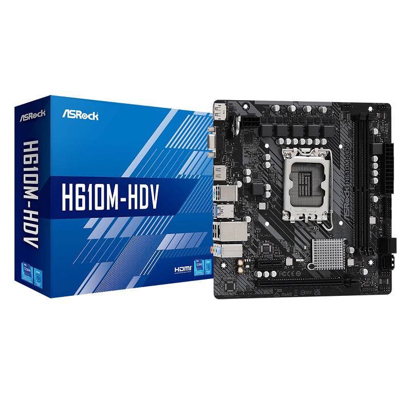 Tarjeta Madre ASROCK H610M-HDV, Socket 1700, DDR4 3200, PCIe 4.0, HDMI, DisplayPort, D-Sub, SATA3, Micro ATX