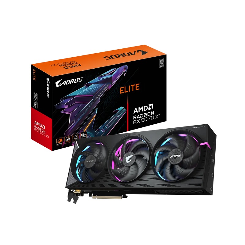 Tarjeta de video GIGABYTE AORUS ELITE AMD Radeon RX9070XT , 16GB  256-Bit GDDR6, HDMI, DisplayPort, PCI-e 5.0