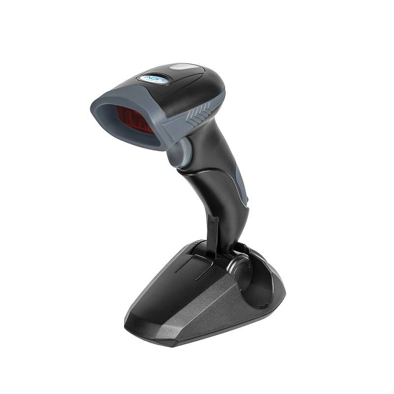 Lector de codigo de barra AON, HS-100 1D, conexión USB 2.0, con base, Negro