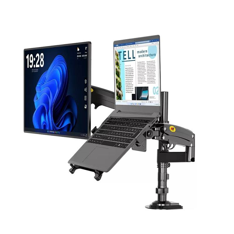 Soporte de mesa North Bayou H180-FP2 para Monitores de 22-32" y Laptops de 10"-17", Rotación 360°, Girar 90°, Carga máx 12kg