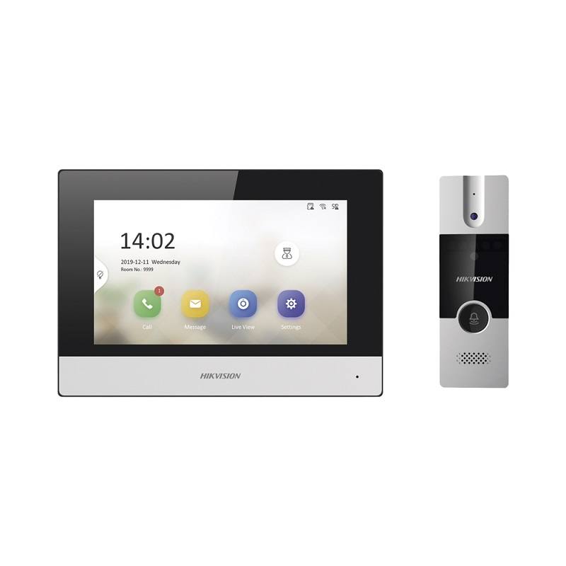 Intercom híbrido Analógico IP Hikvision KIS302-P, con Pantalla táctil de 7" a color, Micrófono y Bocina.